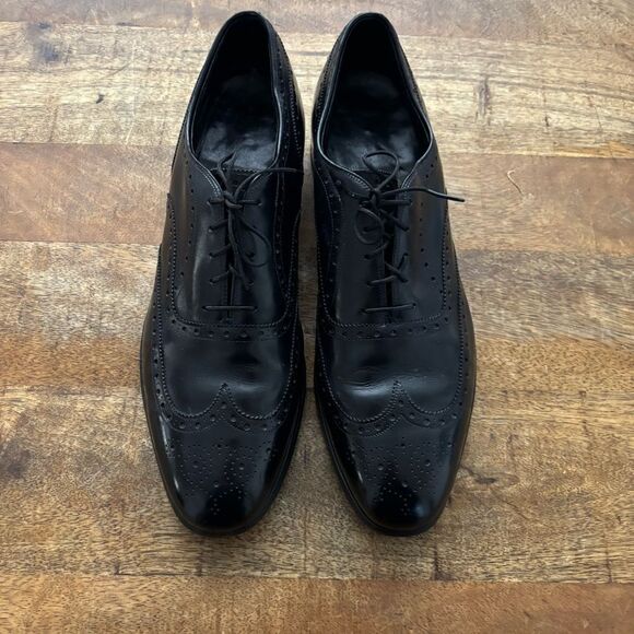 Vintage Johnston & Murphy Aristocrat punched wingtip lace oxfords 11 C narrow - Picture 2 of 7